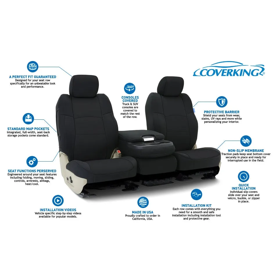 2011-2012 Toyota Tacoma Custom Fit Neoprene Seat Covers Rear 50/50 Bucket Seats-Black