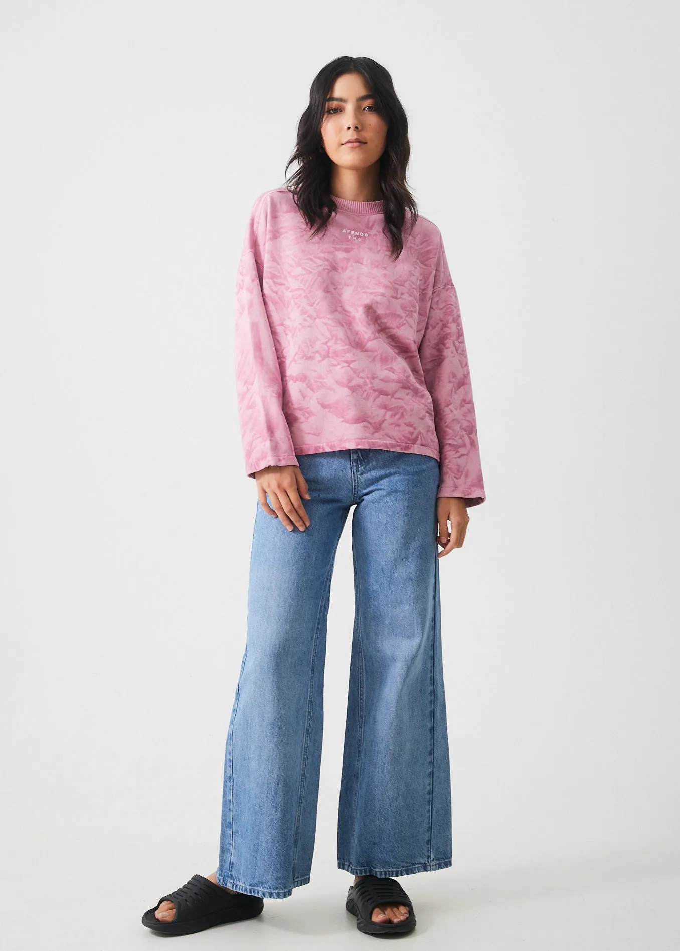 AFENDS Womens Evolve  - Hemp Oversized Crew Neck - Smokey Lilac