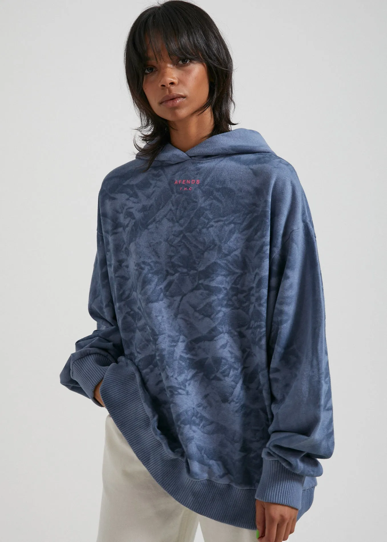 AFENDS Womens Evolve  - Hemp Oversized Pull On Hood - Storm