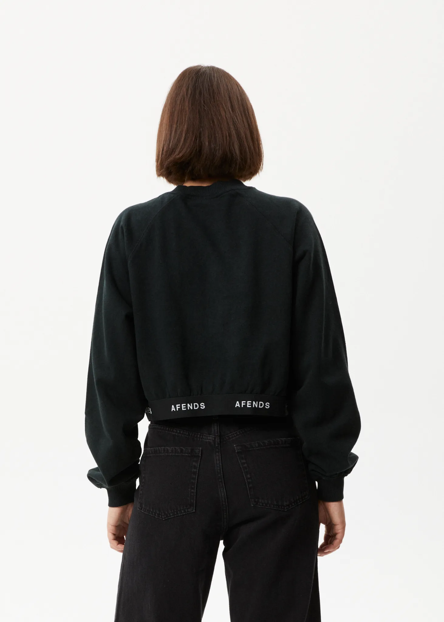AFENDS Womens Homebase - Cropped Crew Neck Jumper - Black