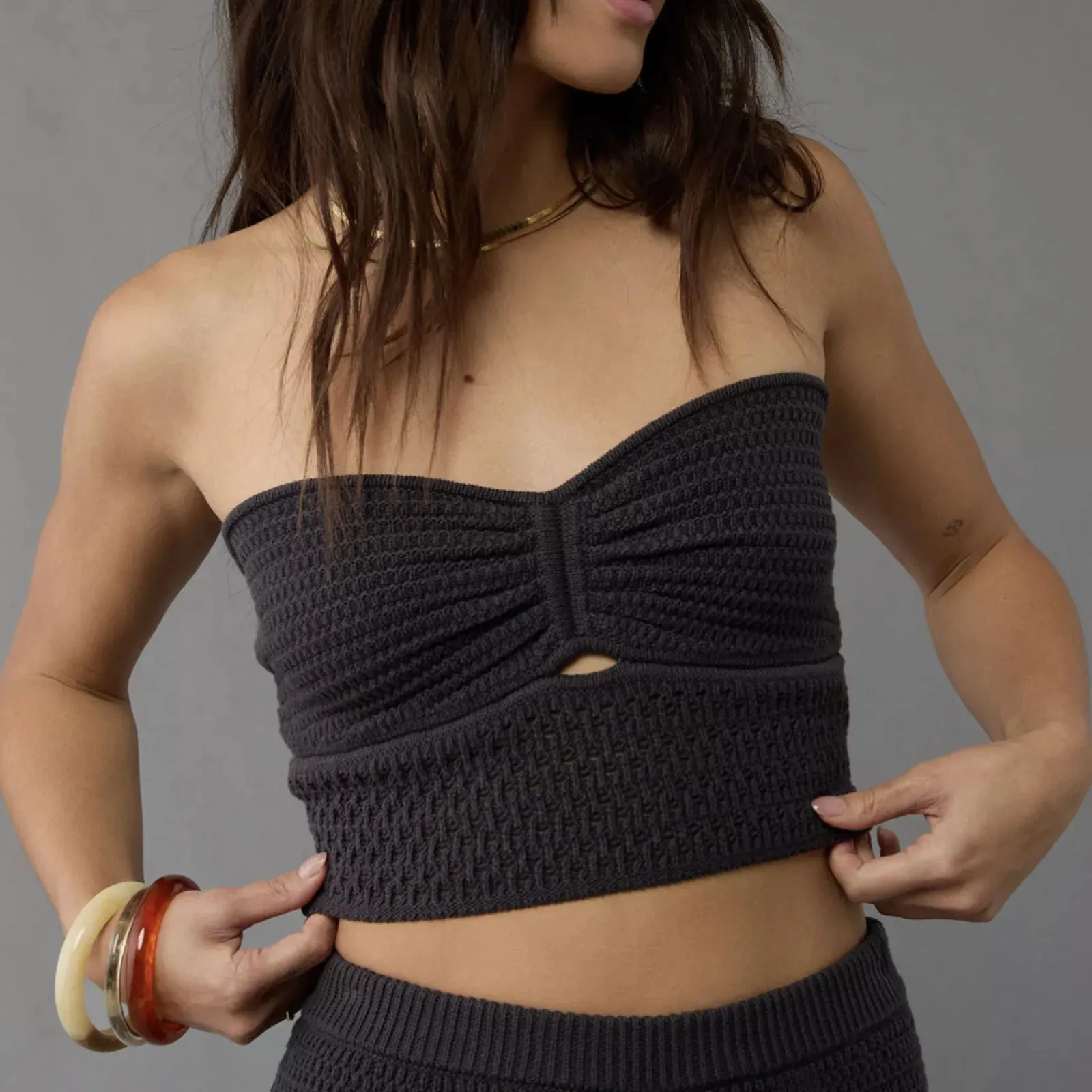Black Friday Sonicelife Sexy Stripe Hollow Out Strapless Knitted Vest For Women Backless Summer Hot Girl Club Party Beach Navel Vest Top Y2K New