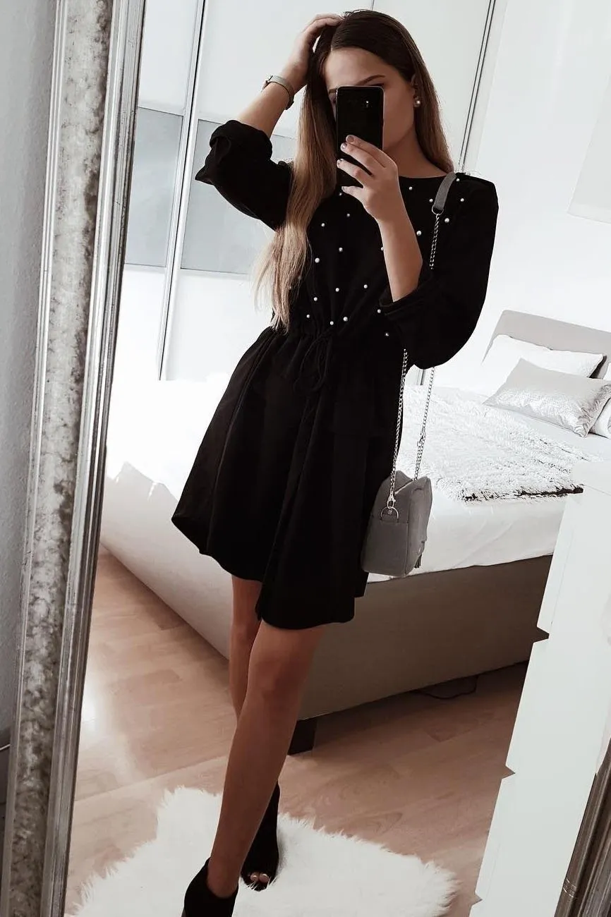 Black Pearl Detail Slouchy Jacket - Kylie