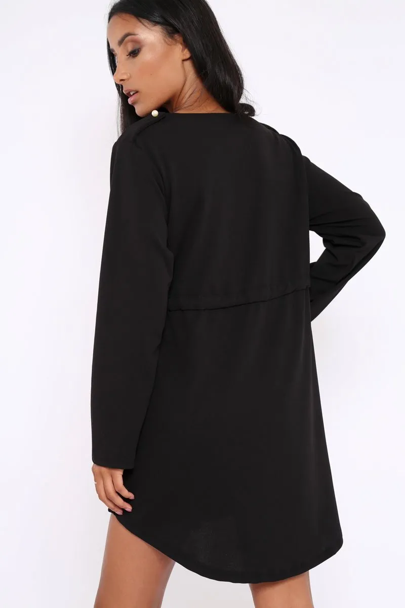 Black Pearl Detail Slouchy Jacket - Kylie