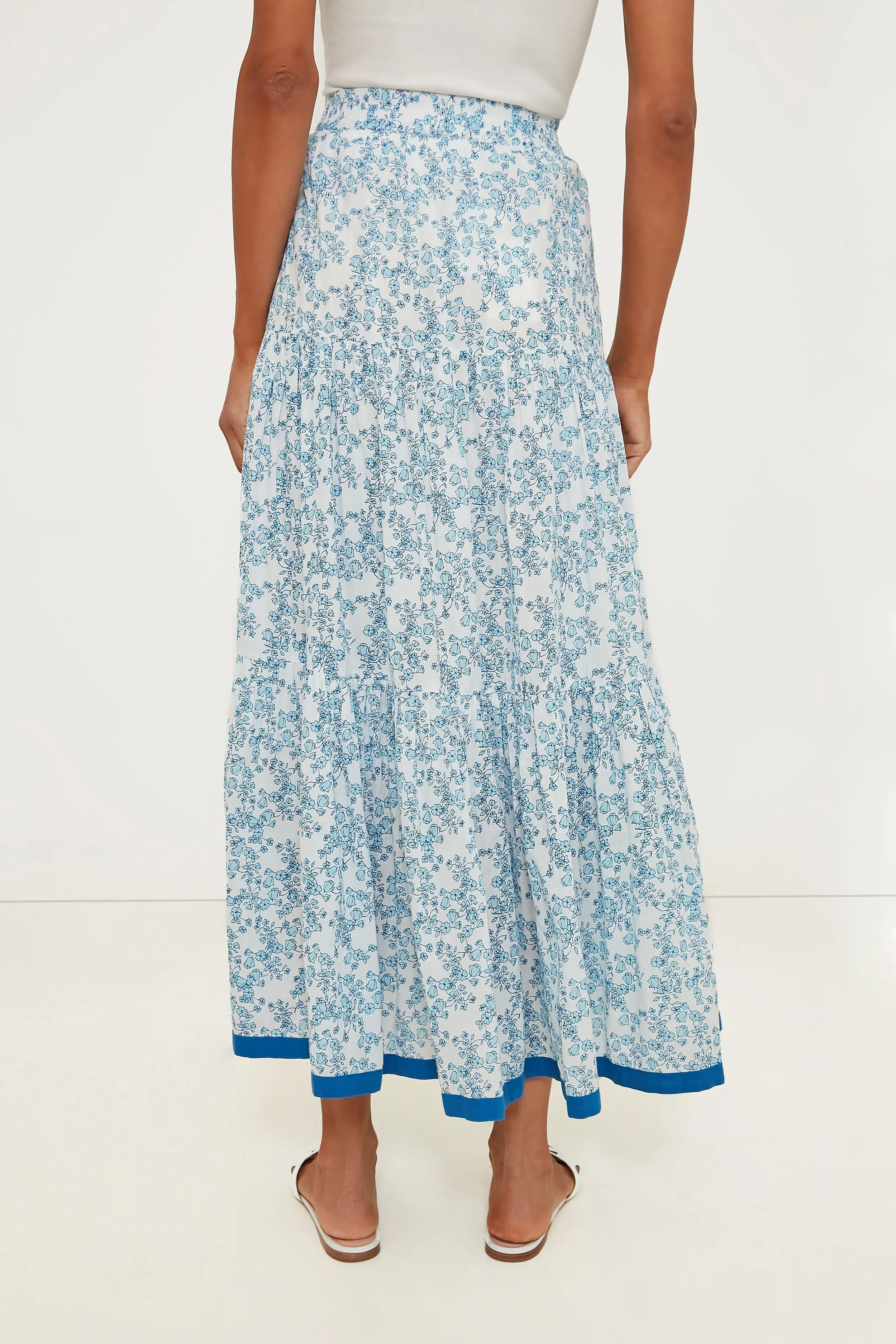 Blue Lucrecia Frilly Maxi Skirt
