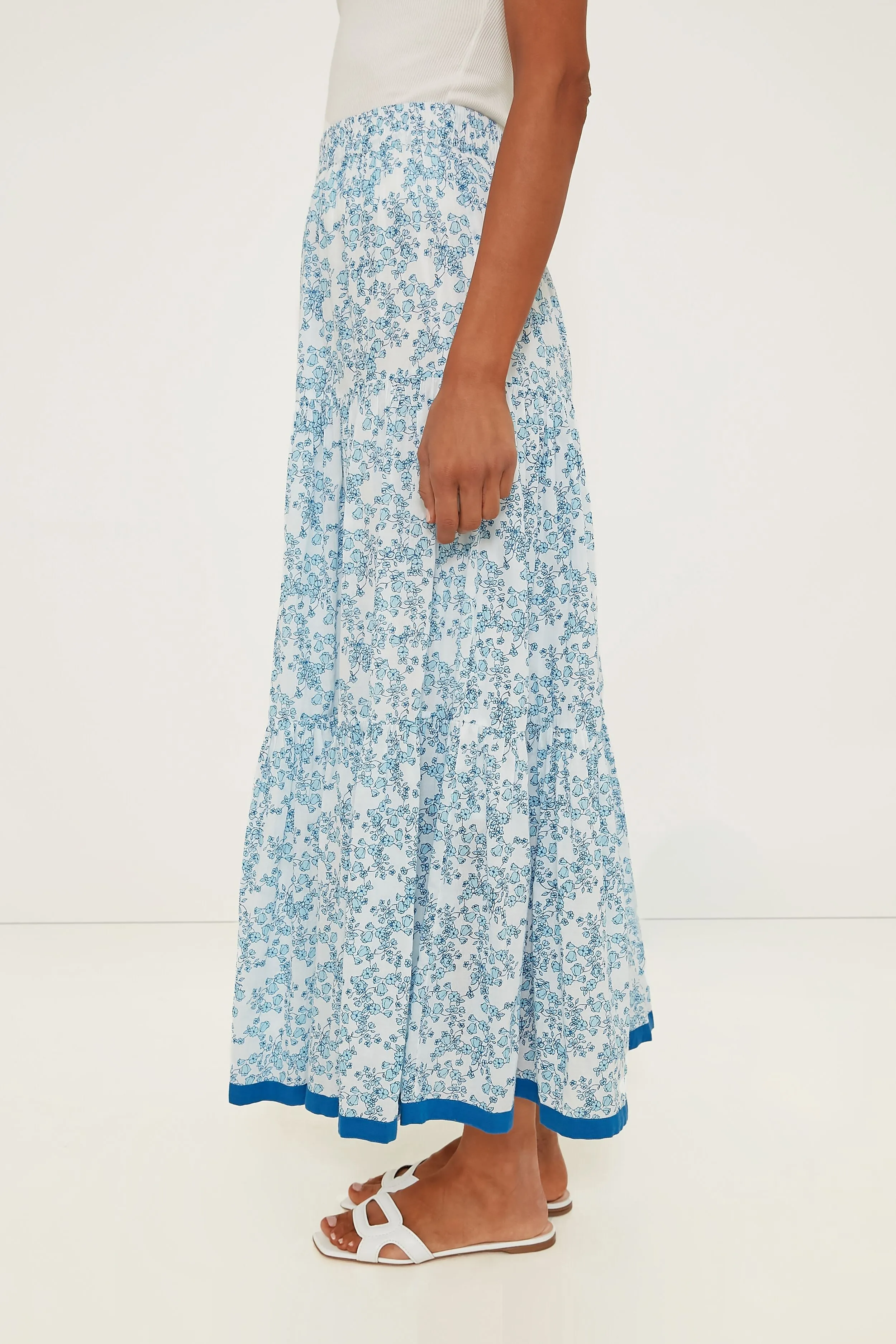 Blue Lucrecia Frilly Maxi Skirt