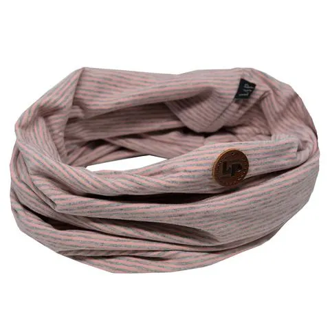 Cotton infinity scarf - Pink   Gray Striped