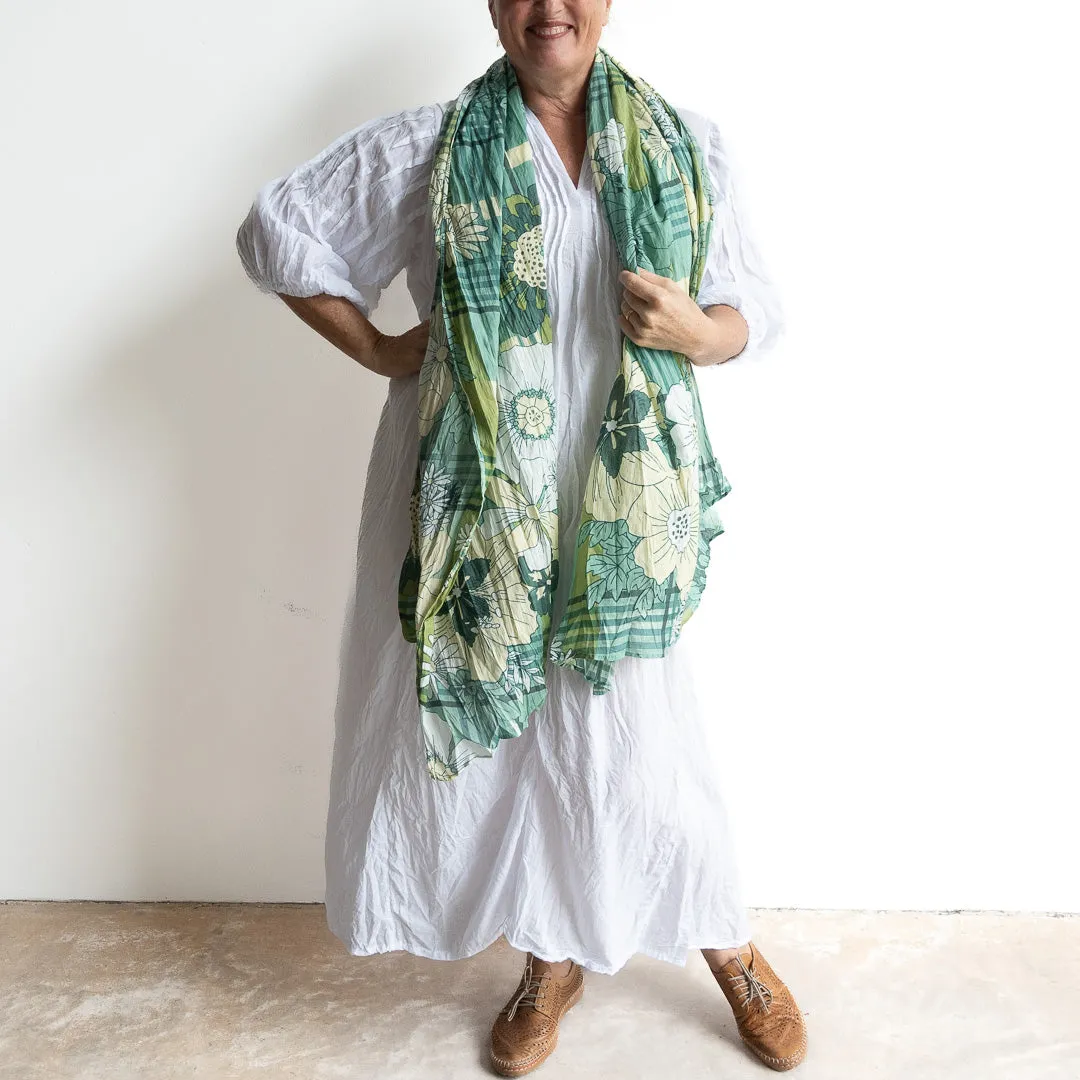 Cotton Maxi Scarf Wrap Sarong- Petal & Plaid