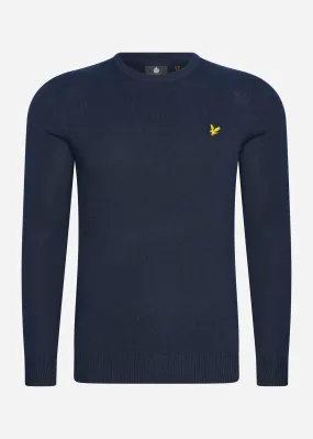 Cotton merino crew neck jumper- dark navy
