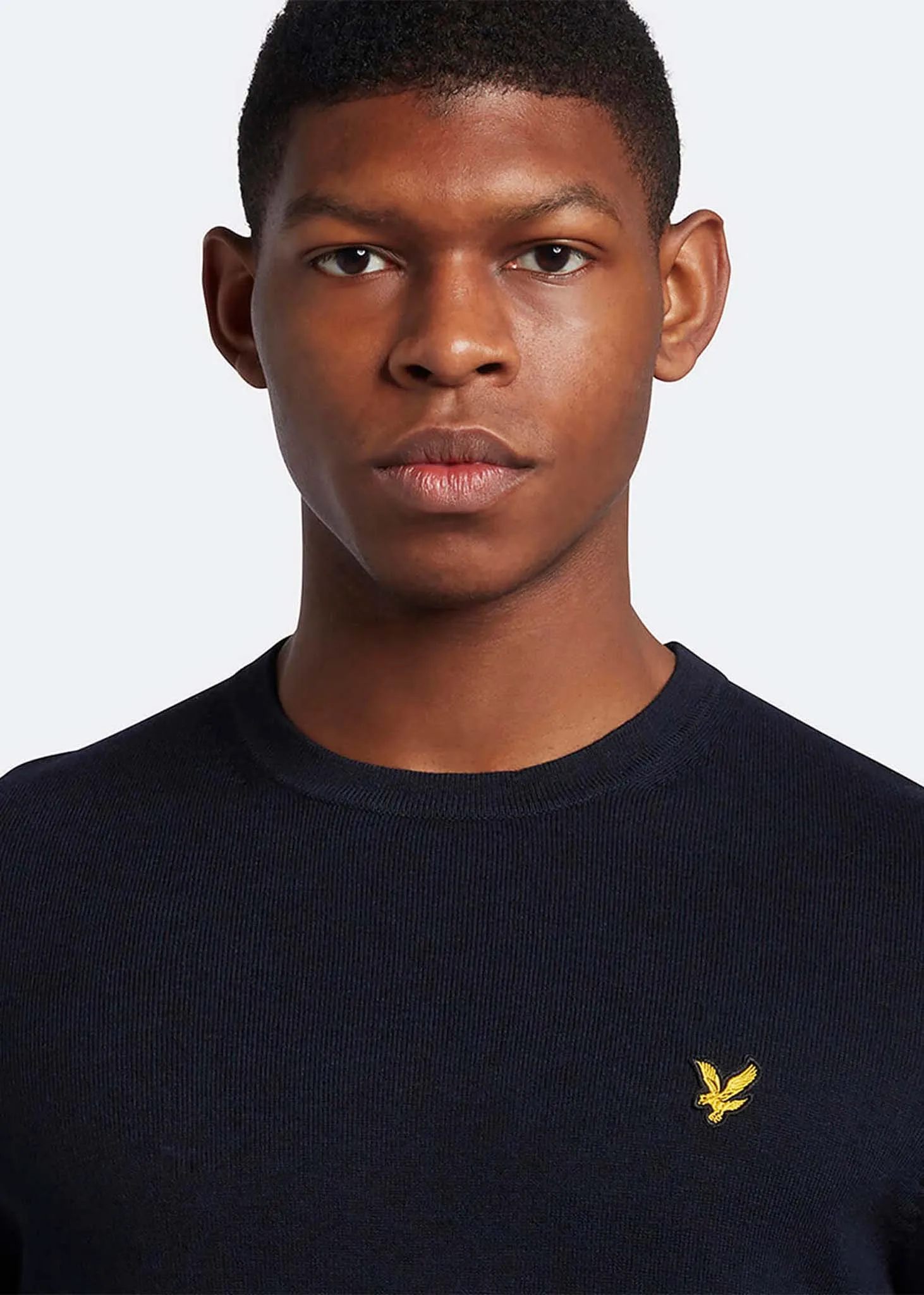 Cotton merino crew neck jumper- dark navy