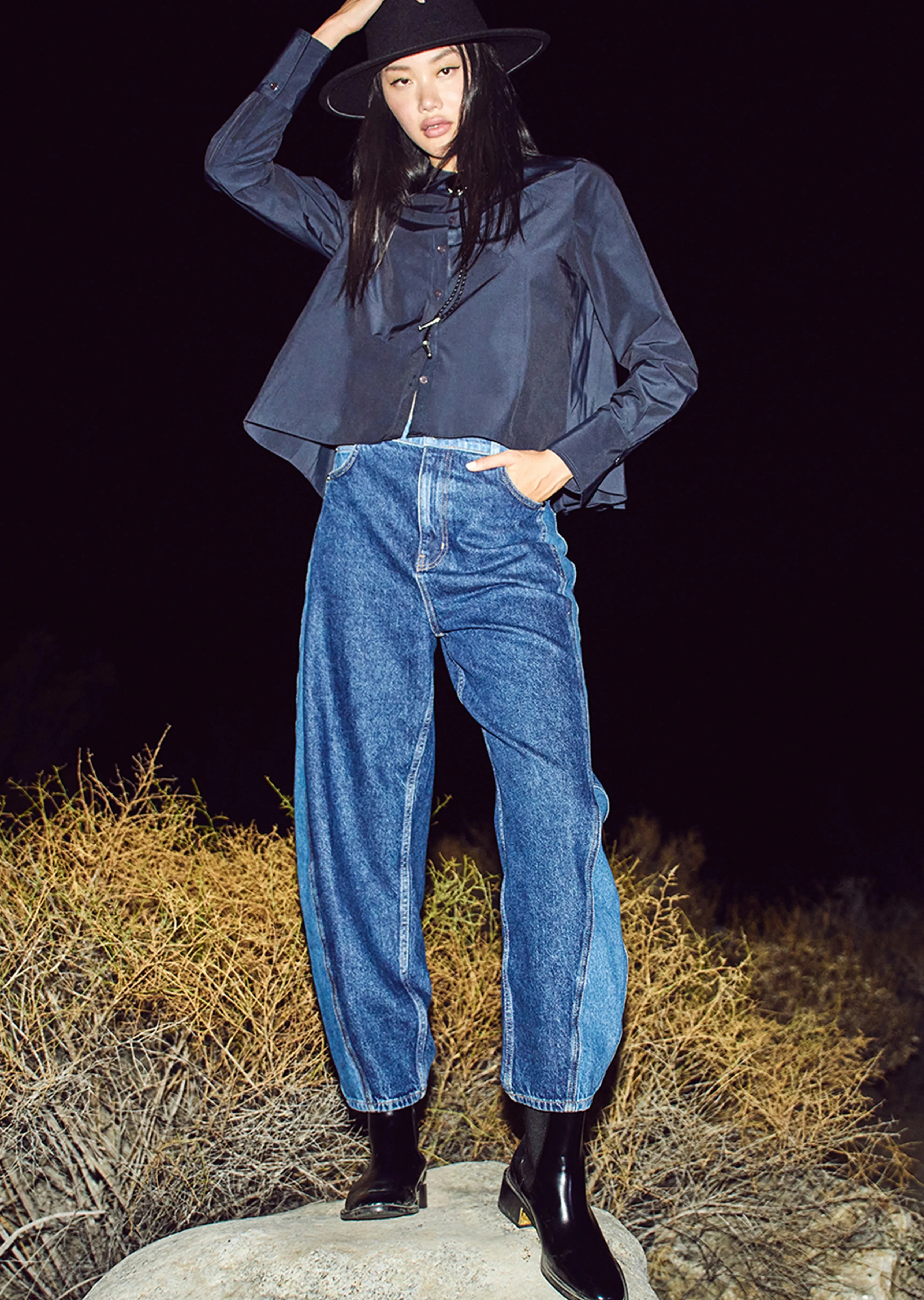 Denise Color Block Barrel Jean - Skyler Multi