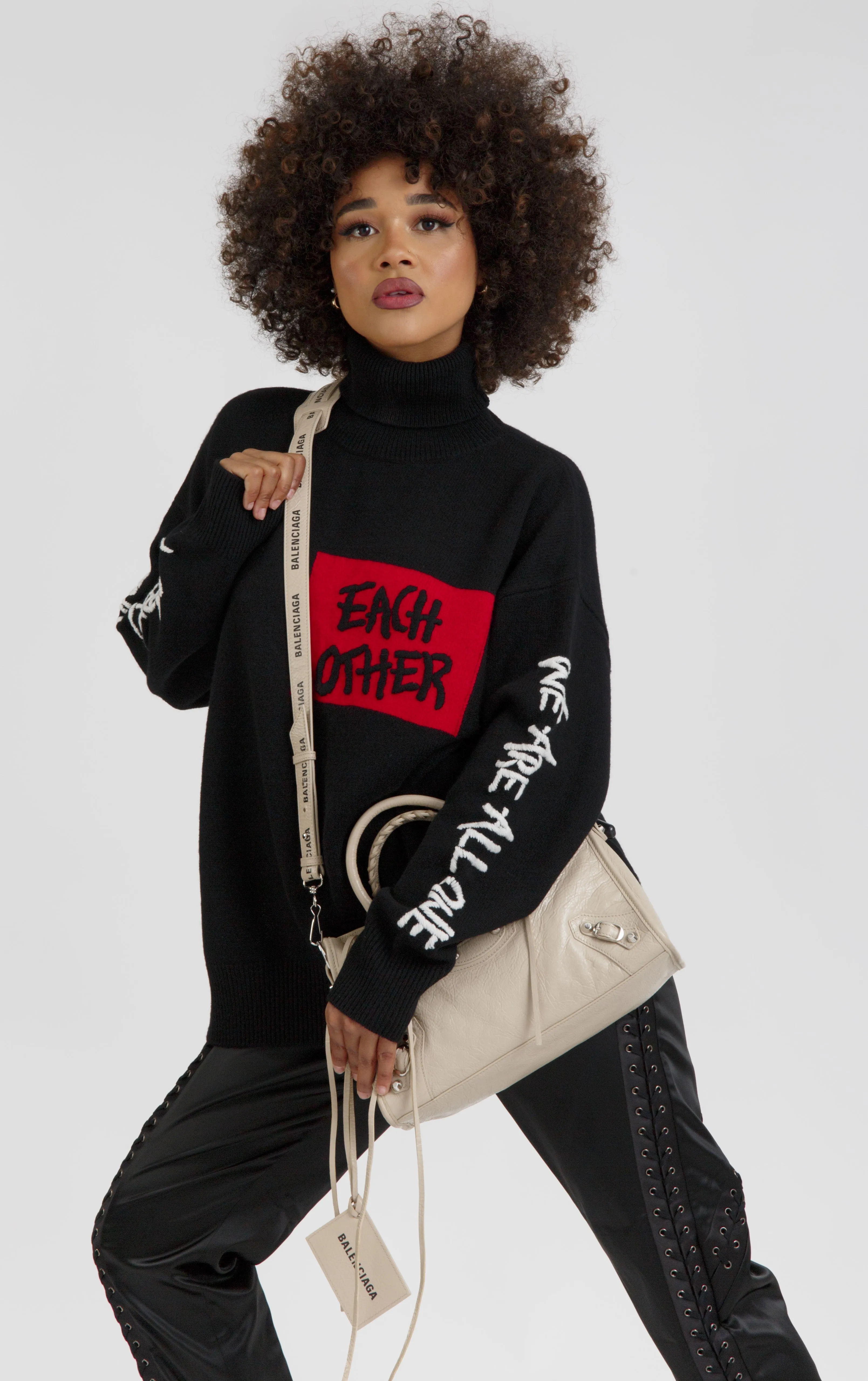 EACH X OTHER  Black Wool High Neck Jumper