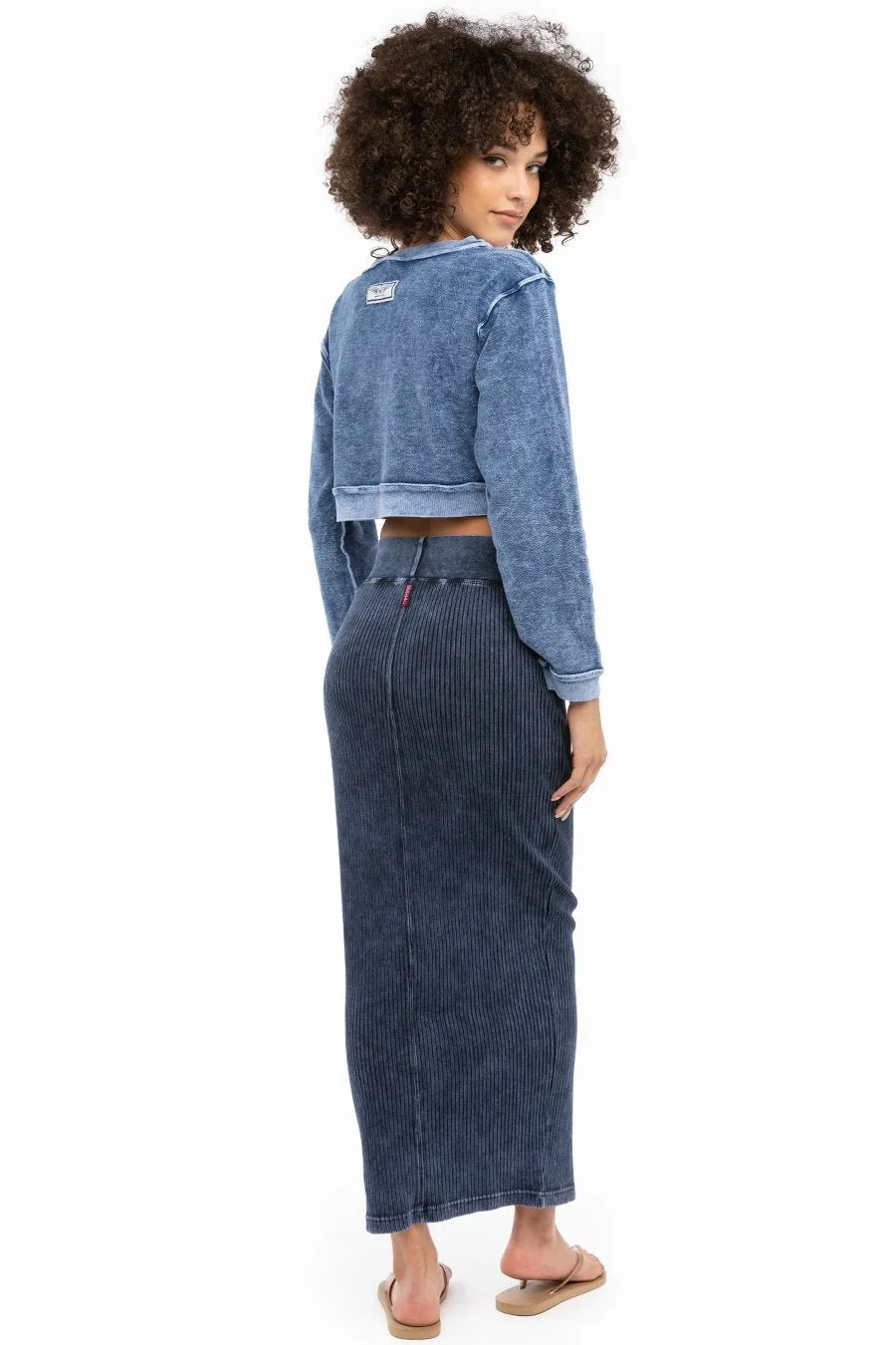 Easy Fit Ribbed Column Maxi Skirt