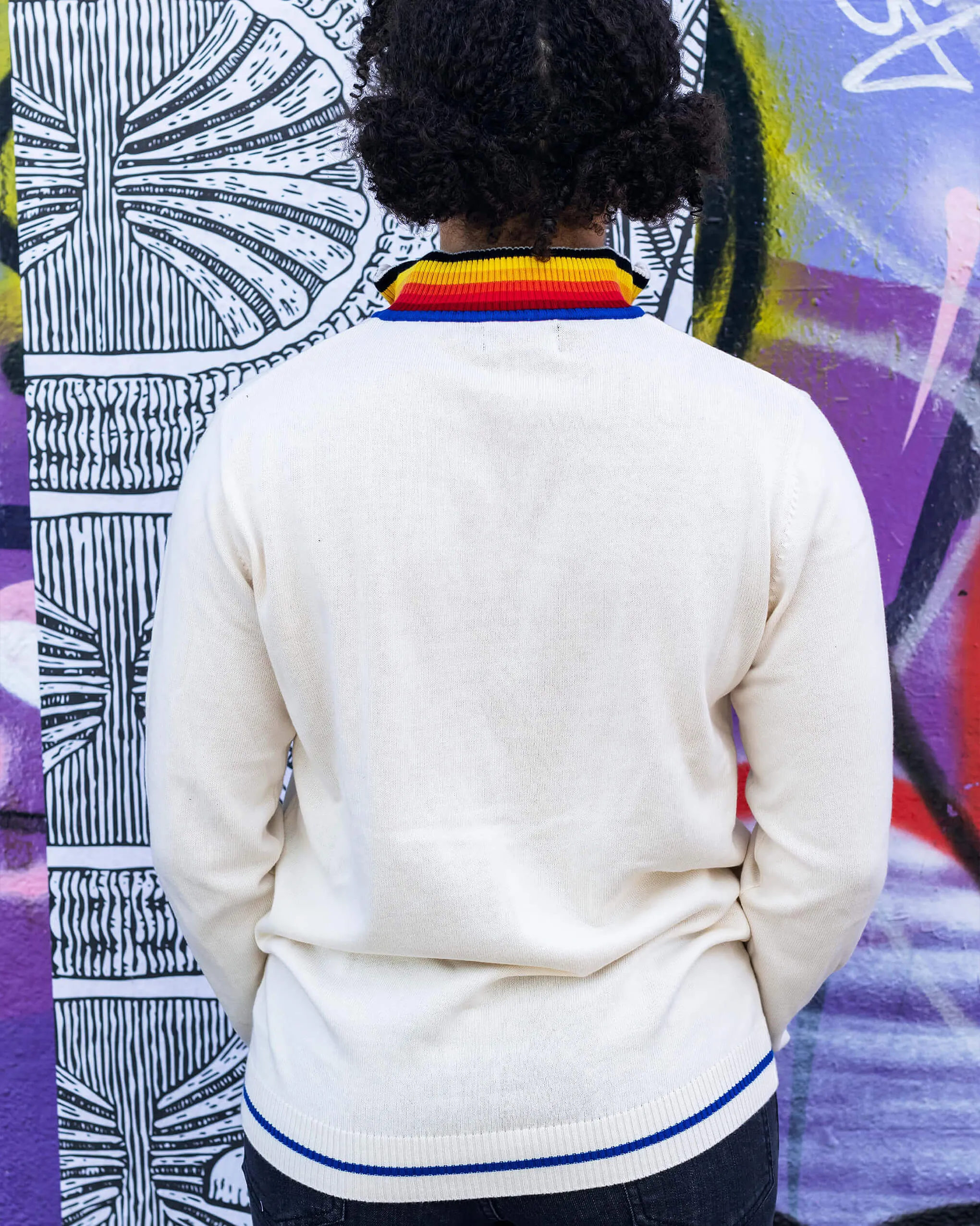 Ecru Retro Zip Neck Jumper
