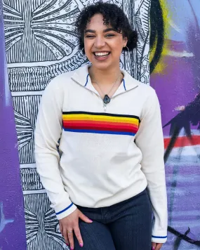 Ecru Retro Zip Neck Jumper