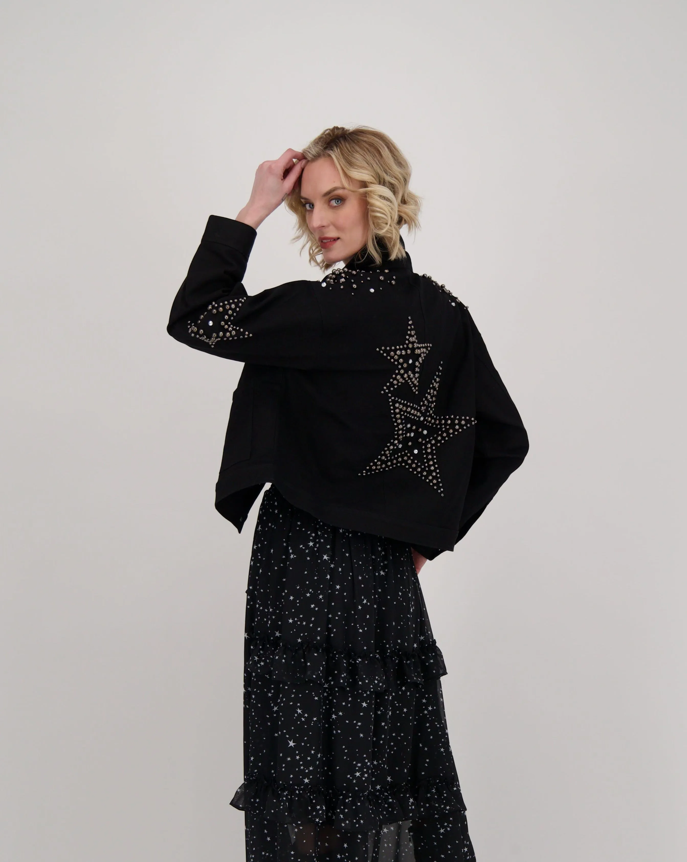 Embellished Star Studded Denim Jacket