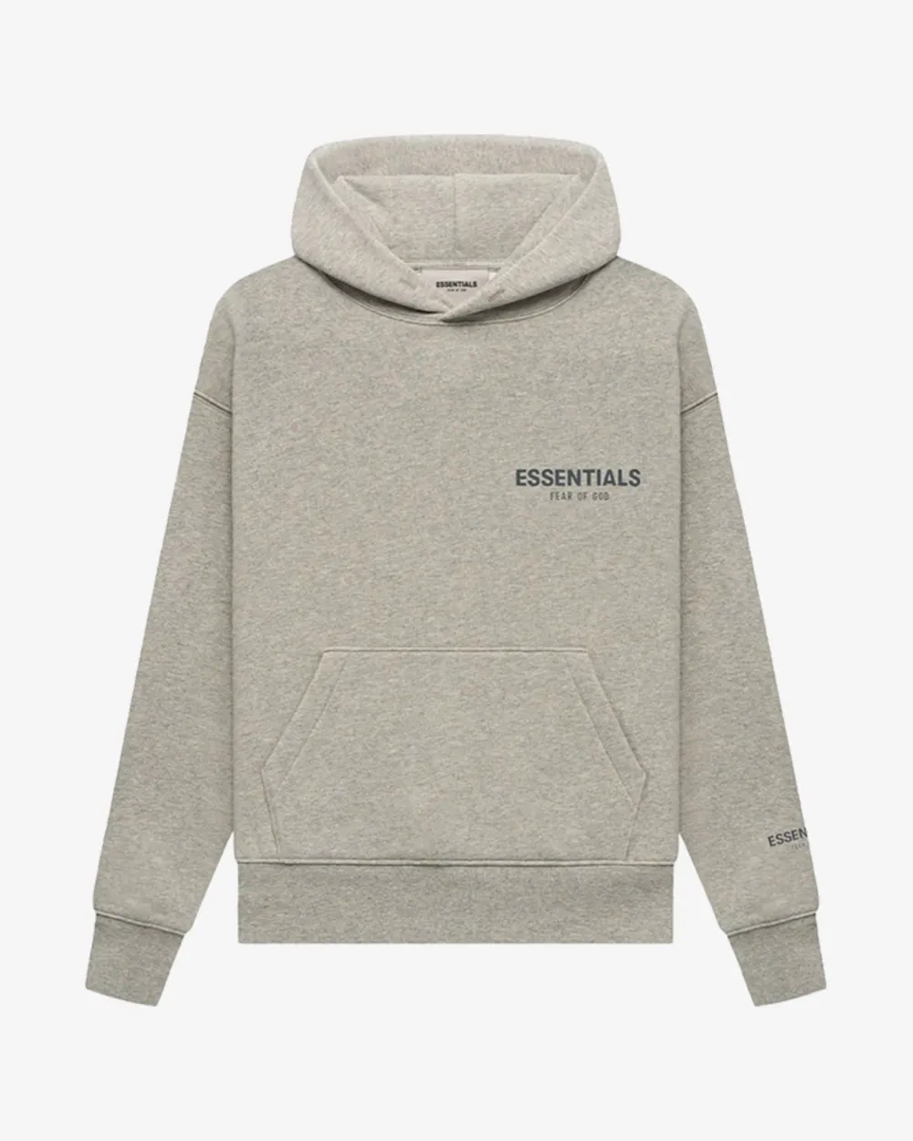 FOG ESSENTIALS FW21 CHEST LOGO PULLOVER HEATHER OATMEAL HOODIE KIDS