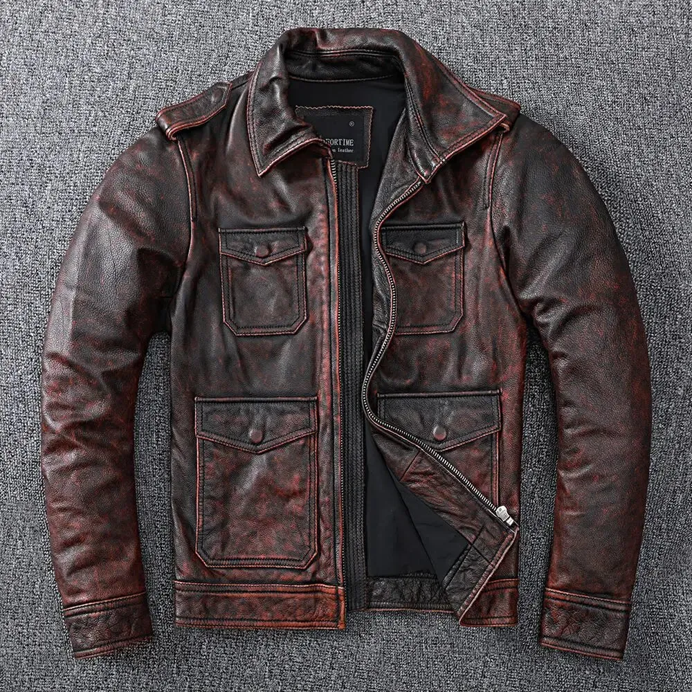 Genuine Leather Jacket Natural Cowhide