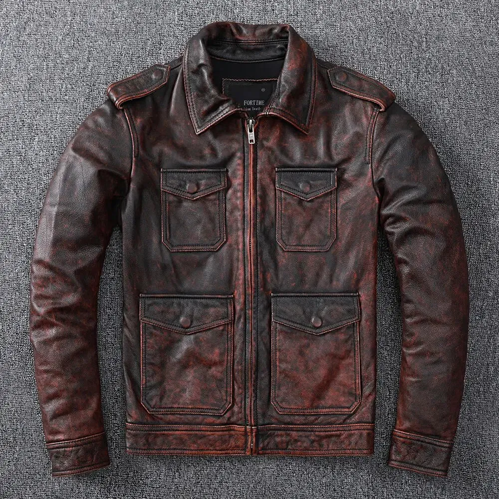 Genuine Leather Jacket Natural Cowhide