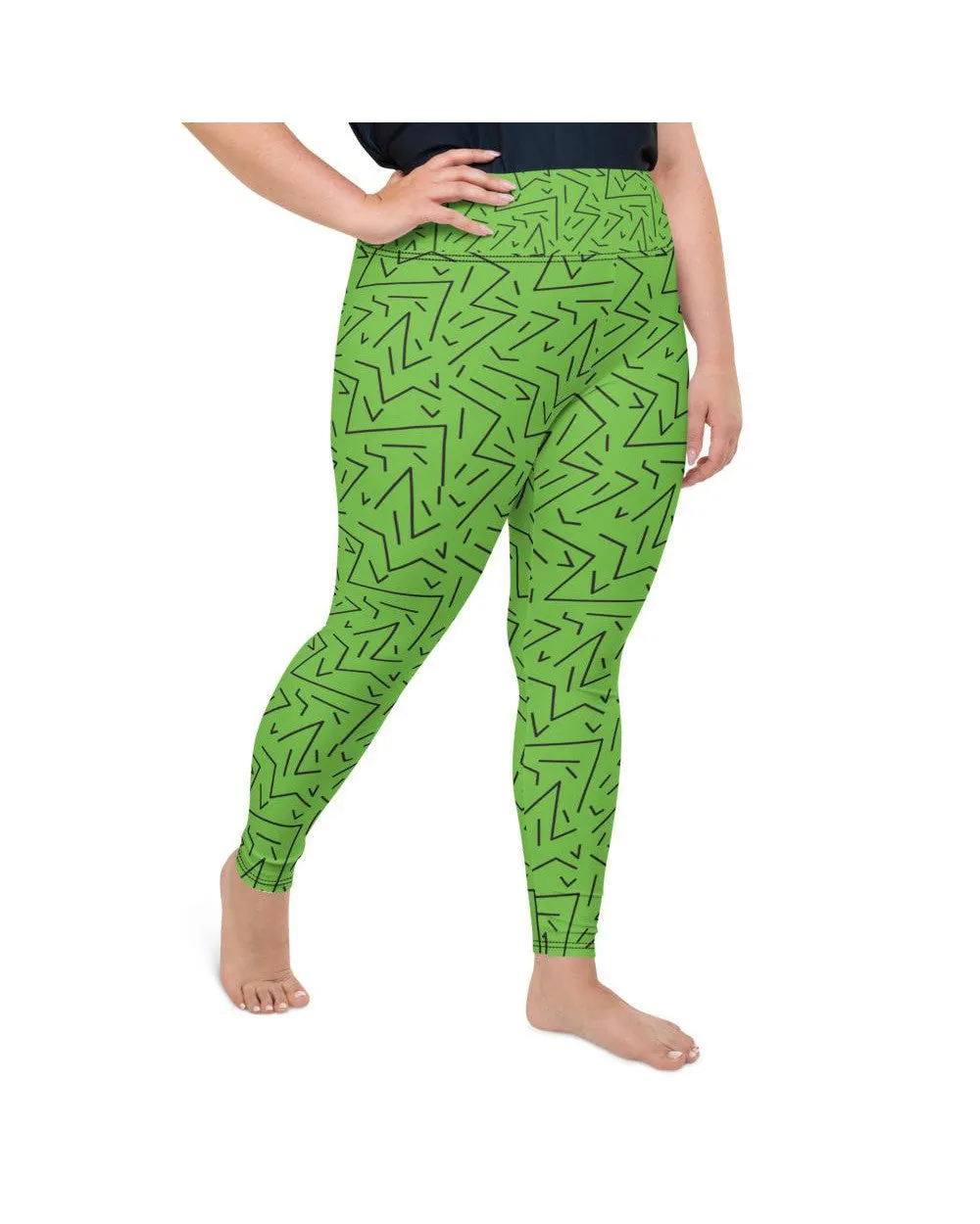 Green Black Line Plus Size Leggings
