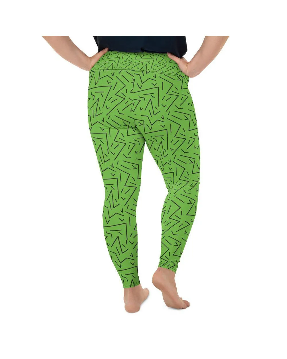 Green Black Line Plus Size Leggings
