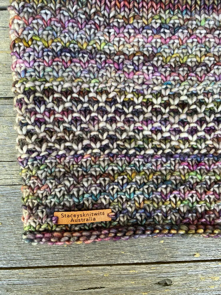 Hand knitted merino infinity scarf