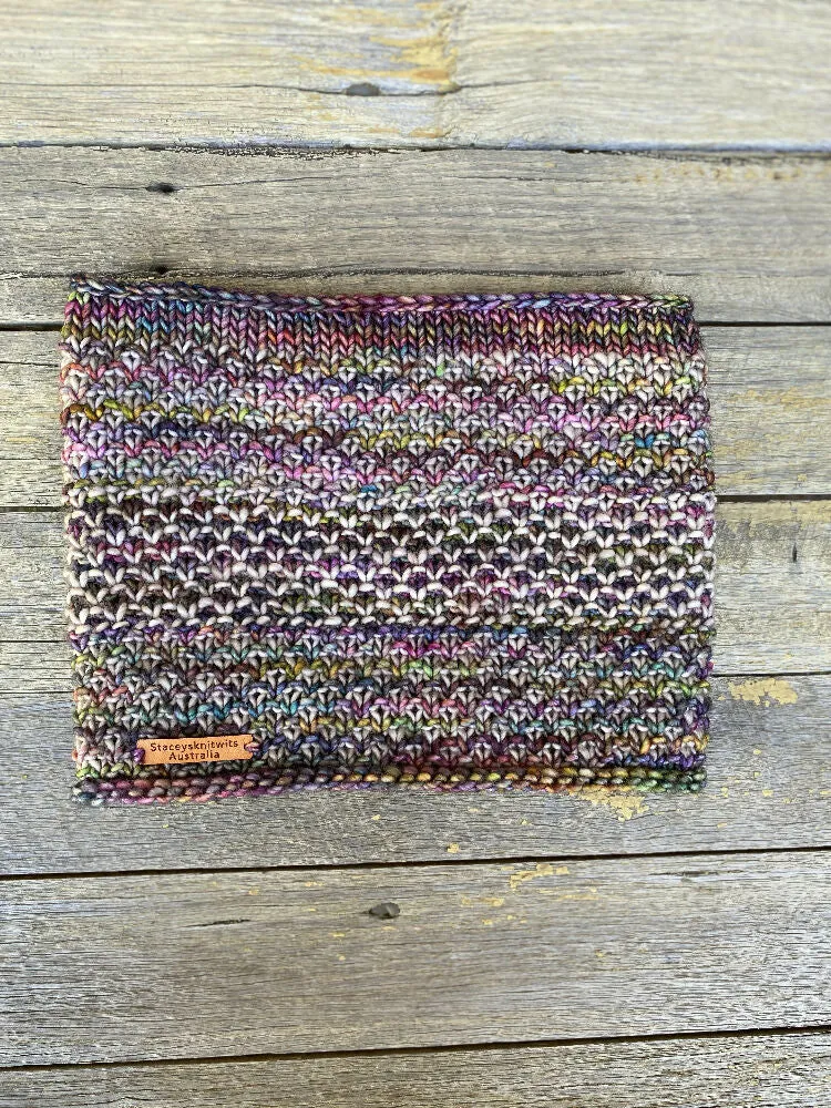 Hand knitted merino infinity scarf