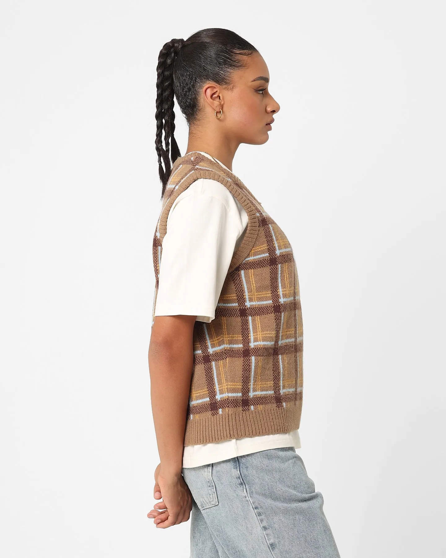 HUF Women's Logo Sweater Vest Olive