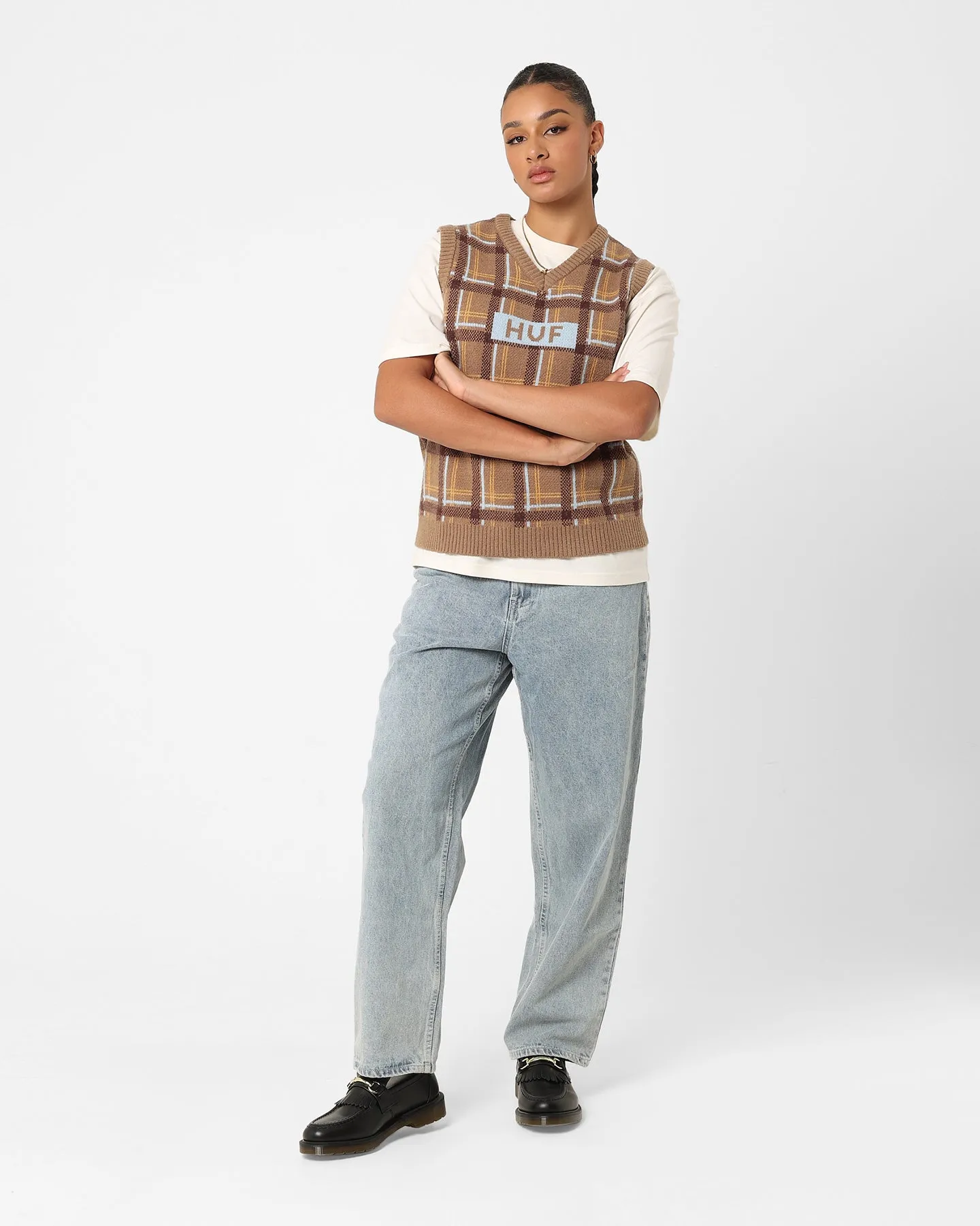 HUF Women's Logo Sweater Vest Olive