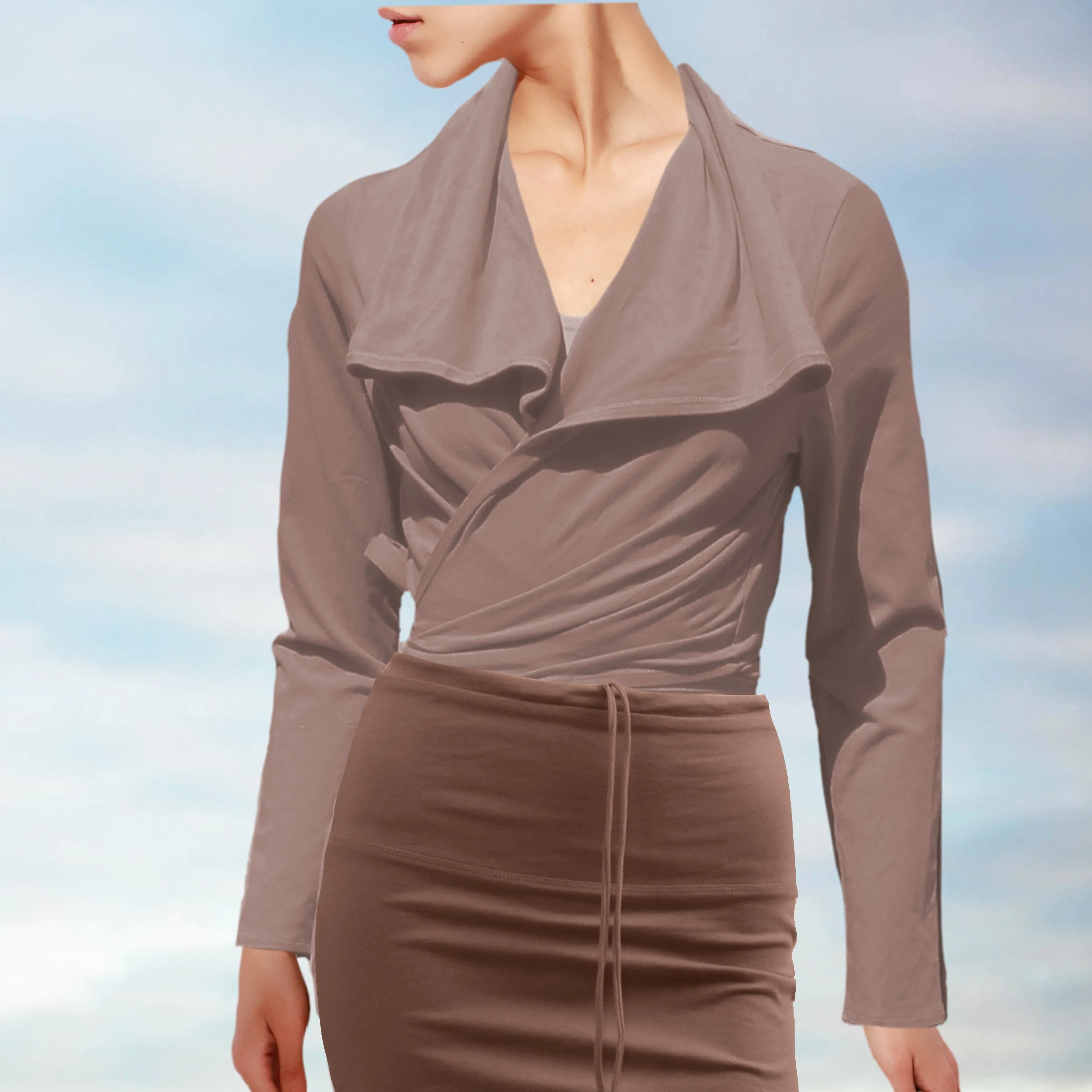 knoopvest  biologische katoen (B)/ organic cotton wrap cardigan