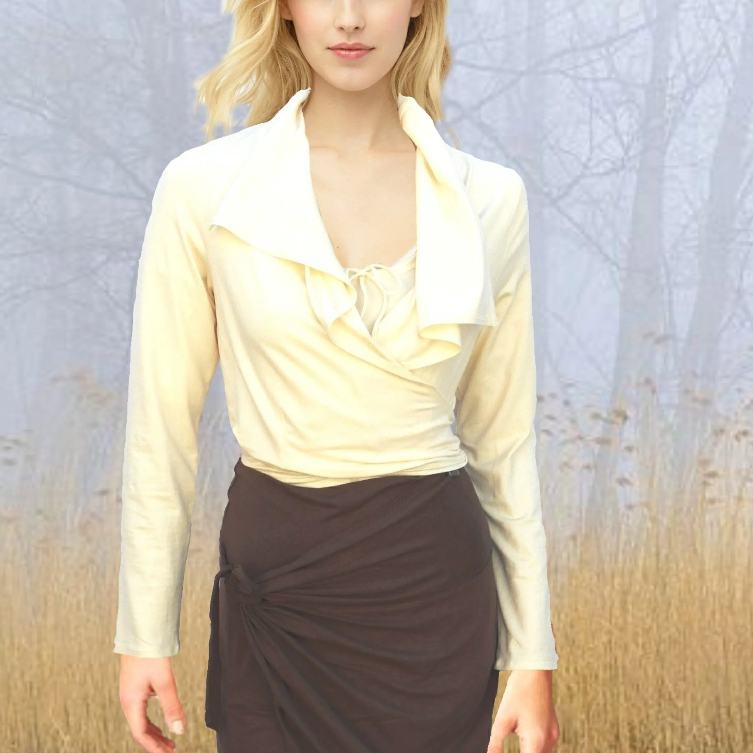knoopvest  biologische katoen (B)/ organic cotton wrap cardigan