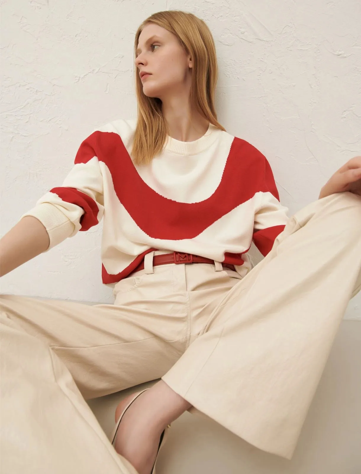 MARELLA Red & White Abstract Print Jumper