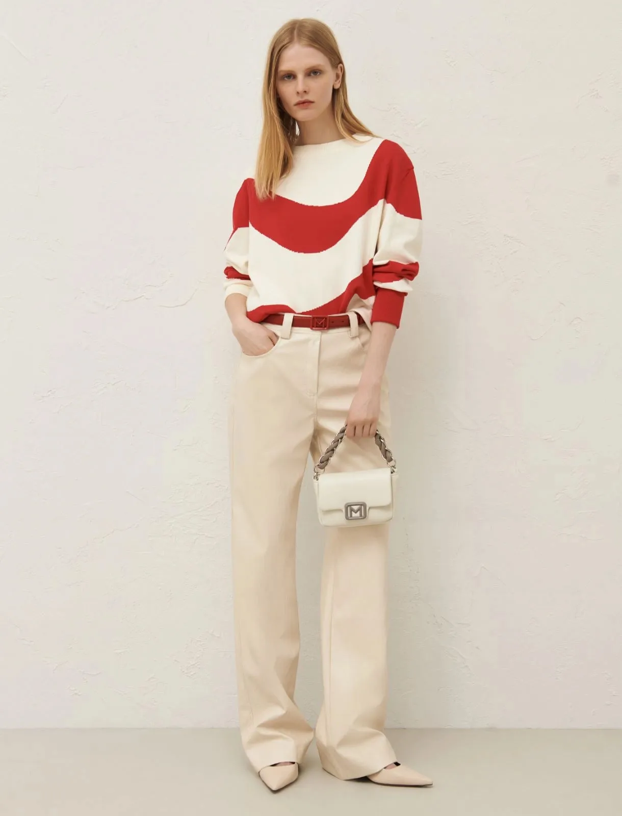 MARELLA Red & White Abstract Print Jumper