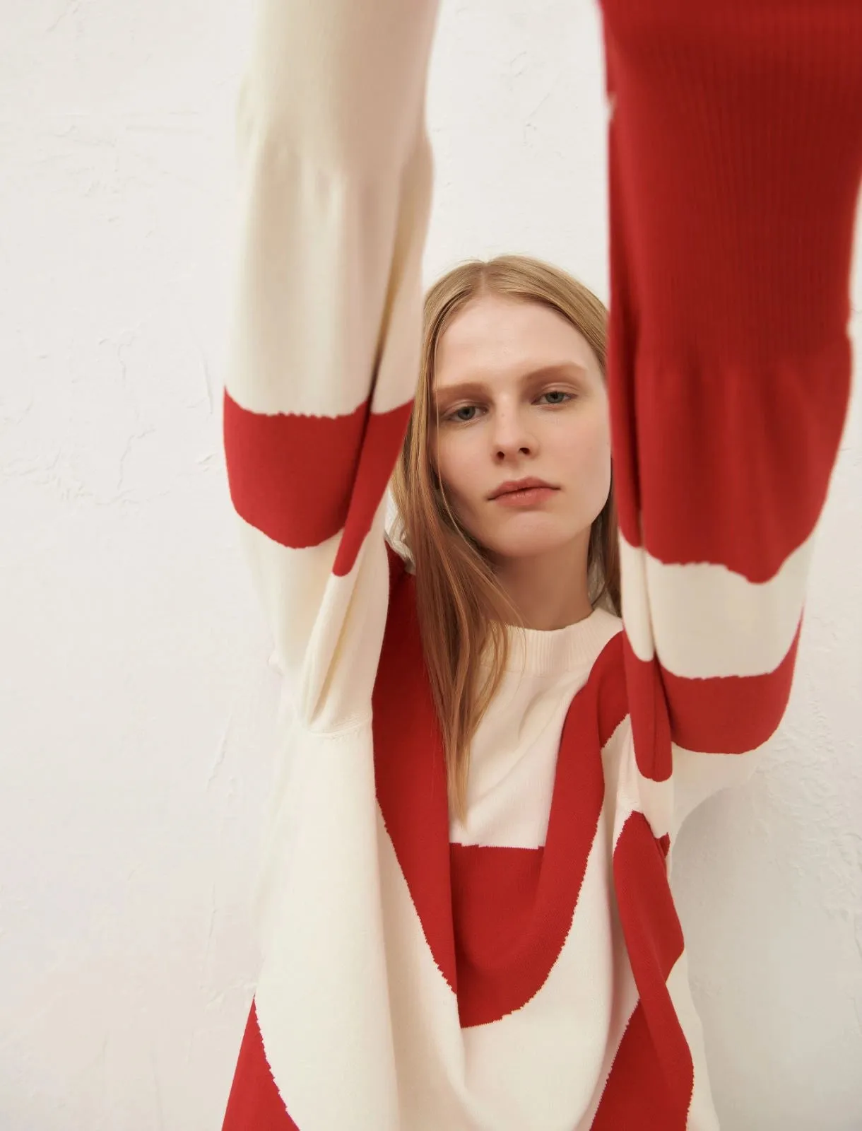 MARELLA Red & White Abstract Print Jumper