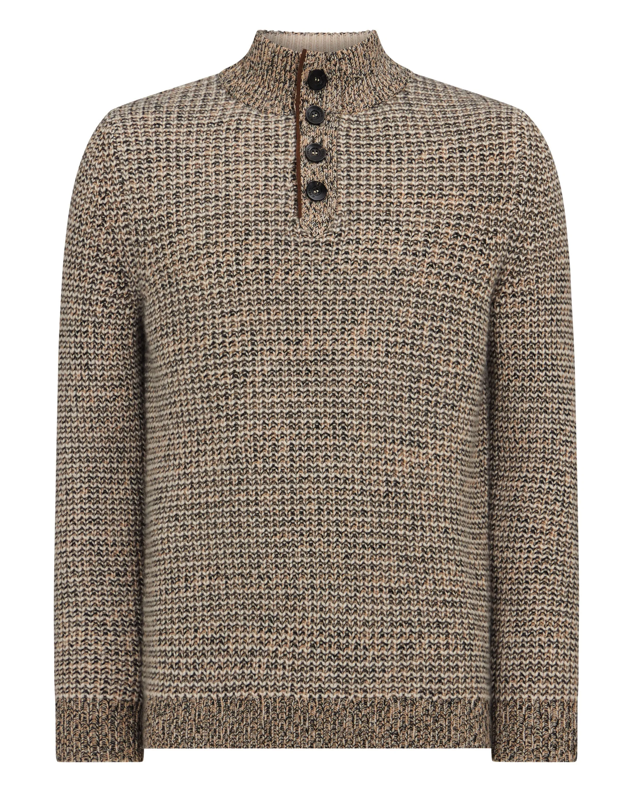 Men's Beauchamp Marl Half Button Cashmere Jumper Brown Marl