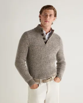 Men's Beauchamp Marl Half Button Cashmere Jumper Brown Marl