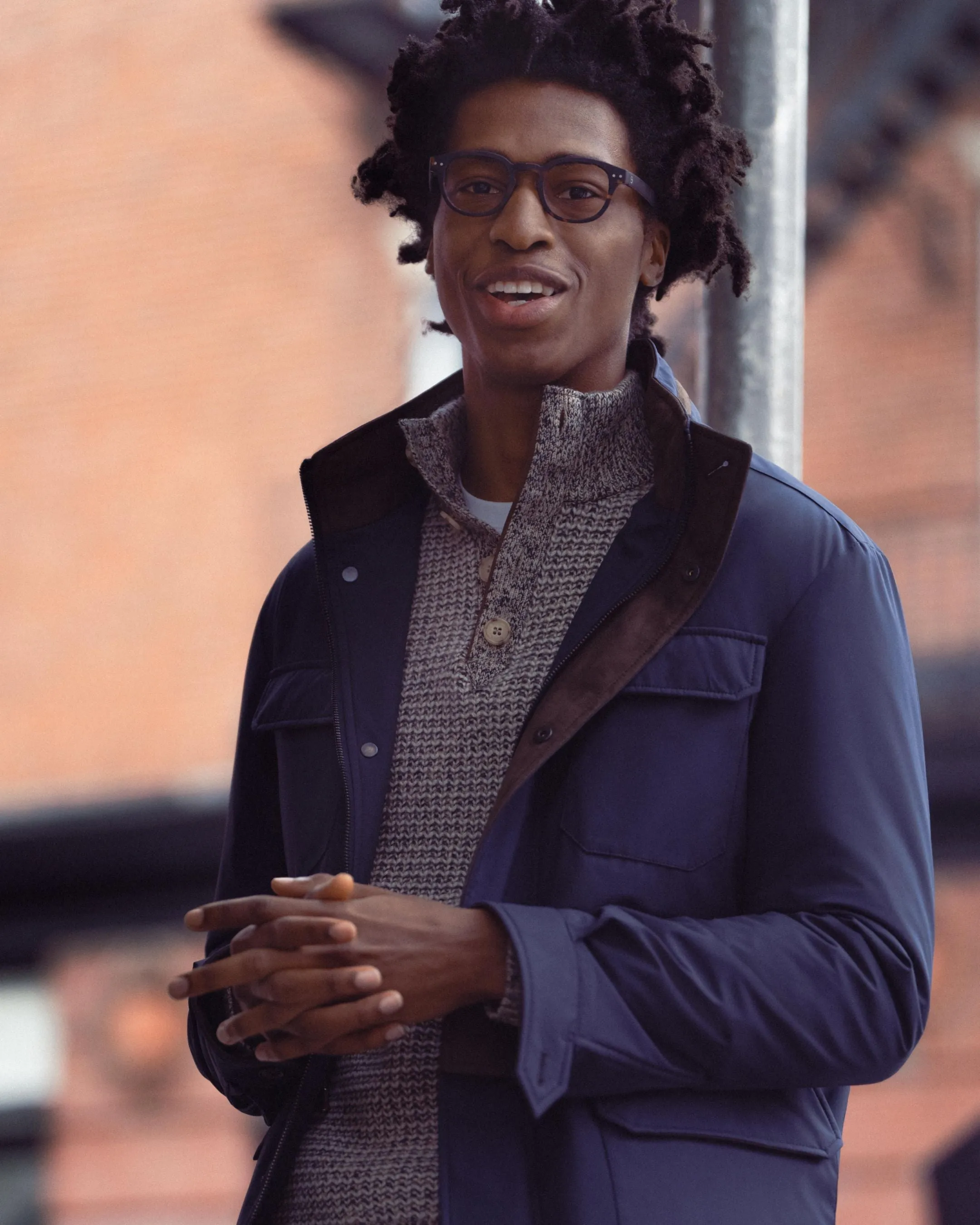 Men's Beauchamp Marl Half Button Cashmere Jumper Brown Marl
