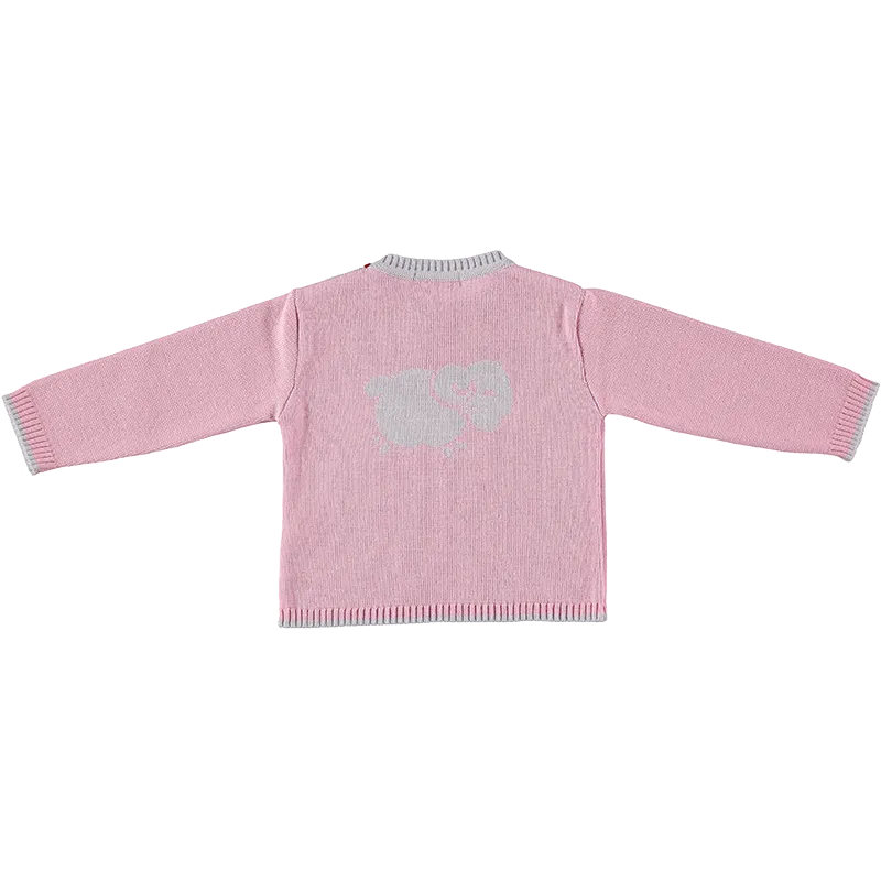 Merino Baby Jumper with Sheep Motif - Rose