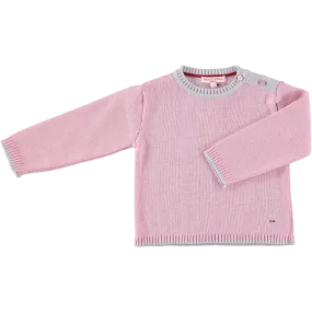 Merino Baby Jumper with Sheep Motif - Rose