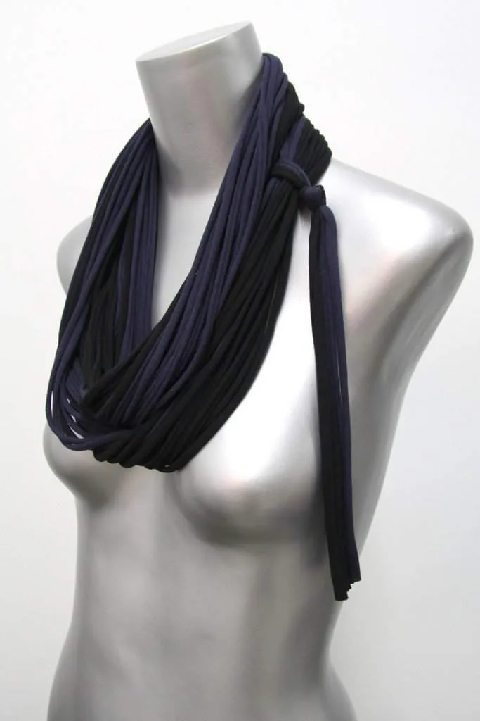 Necklush Infinity Scarf / Black & Navy Blue / Unisex