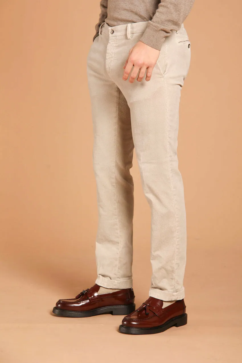 New York men's chino pants in velvet with micro pattern regular fit