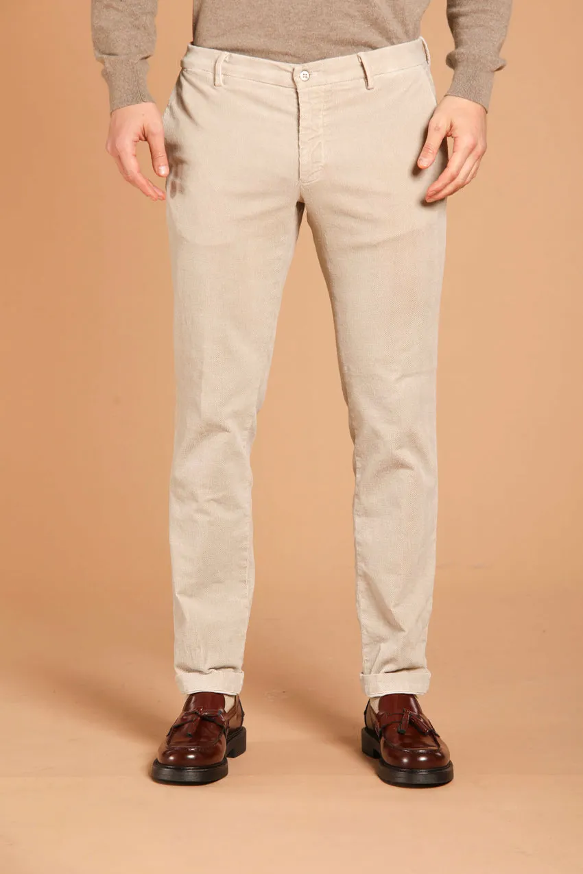 New York men's chino pants in velvet with micro pattern regular fit
