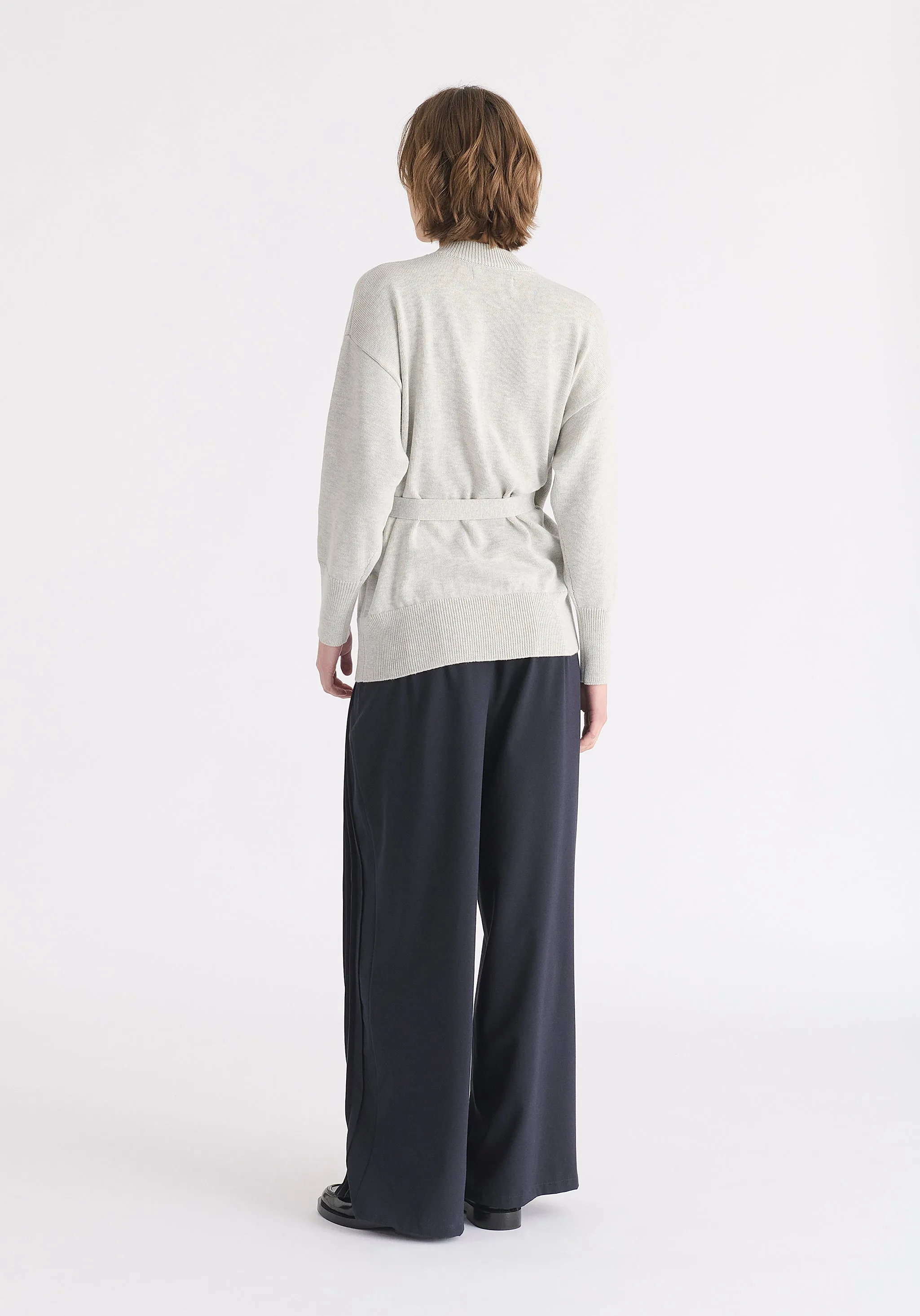 Open Front Mock Neck Wrap Jumper