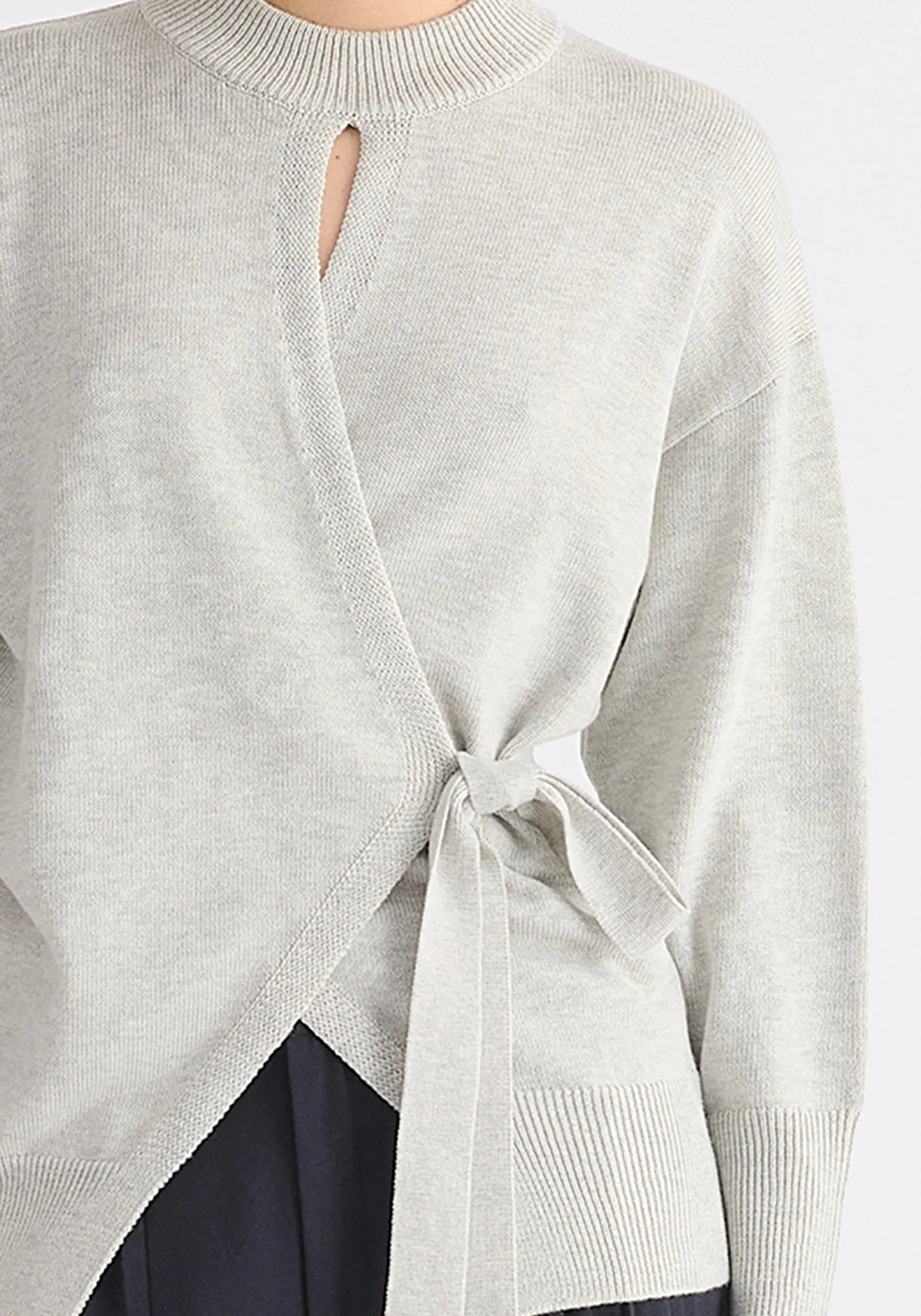 Open Front Mock Neck Wrap Jumper