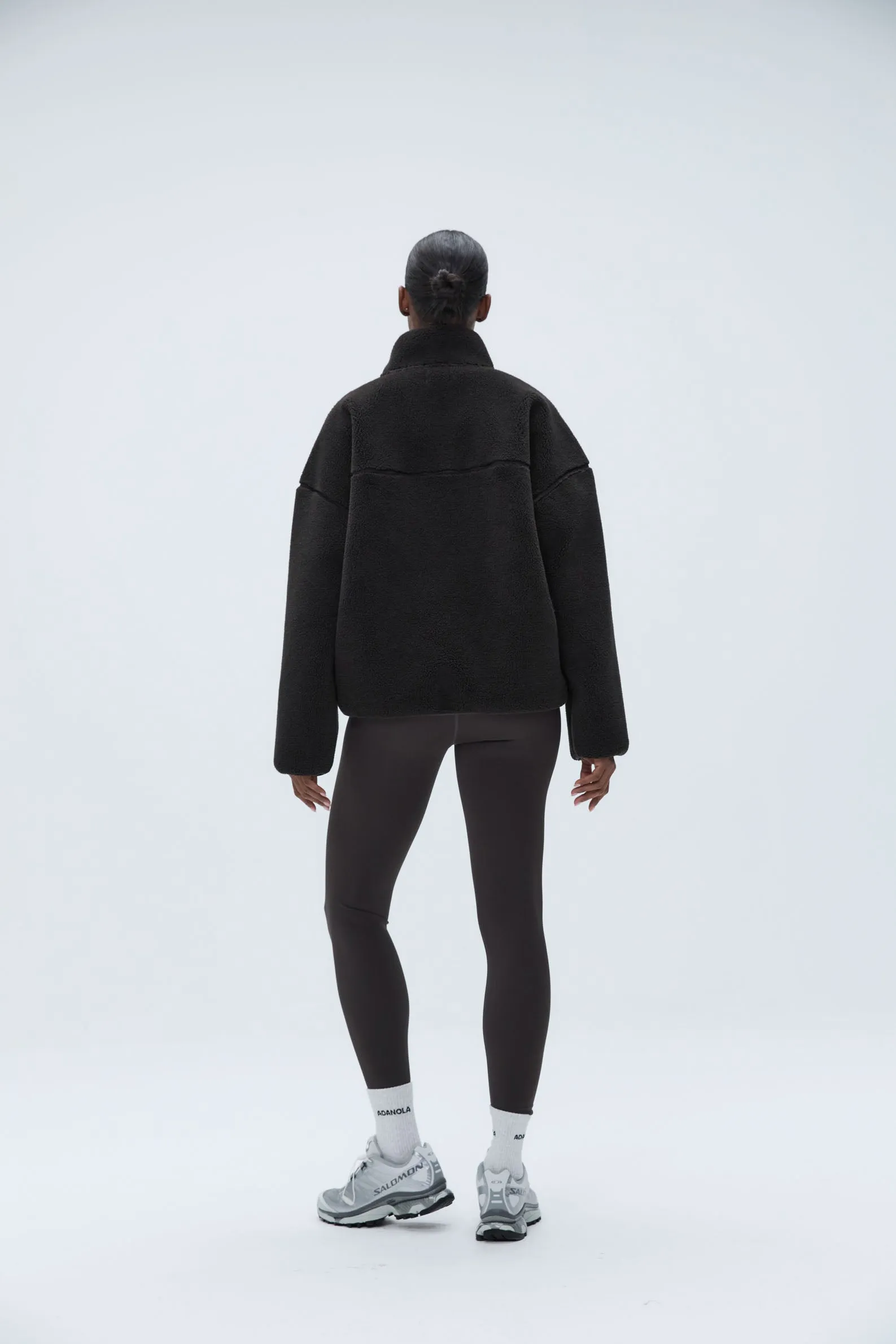 Oversized Pocket Zip Through Fleece - Coffee Bean