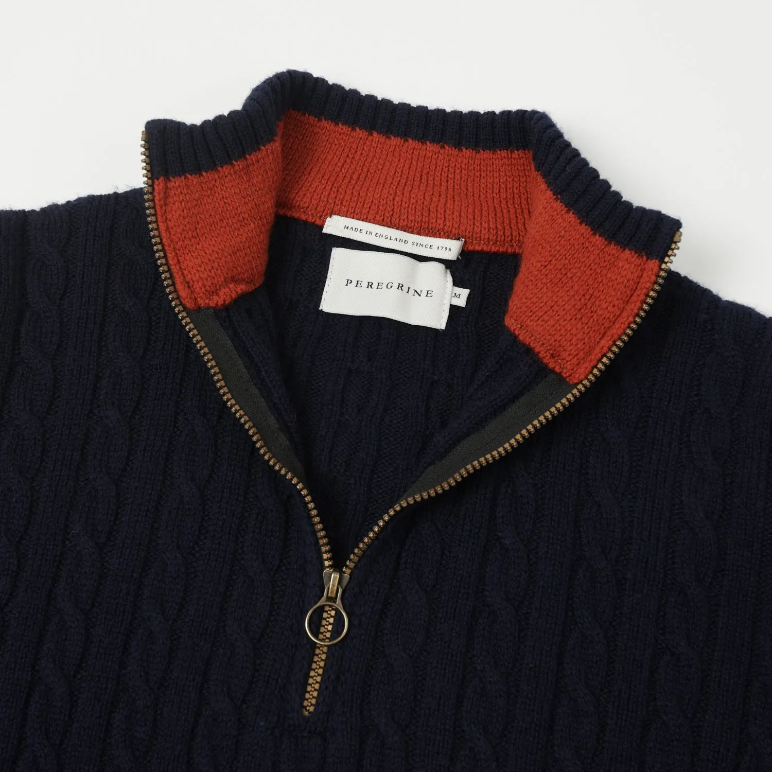 Peregrine Cable Zip Neck Jumper - Navy