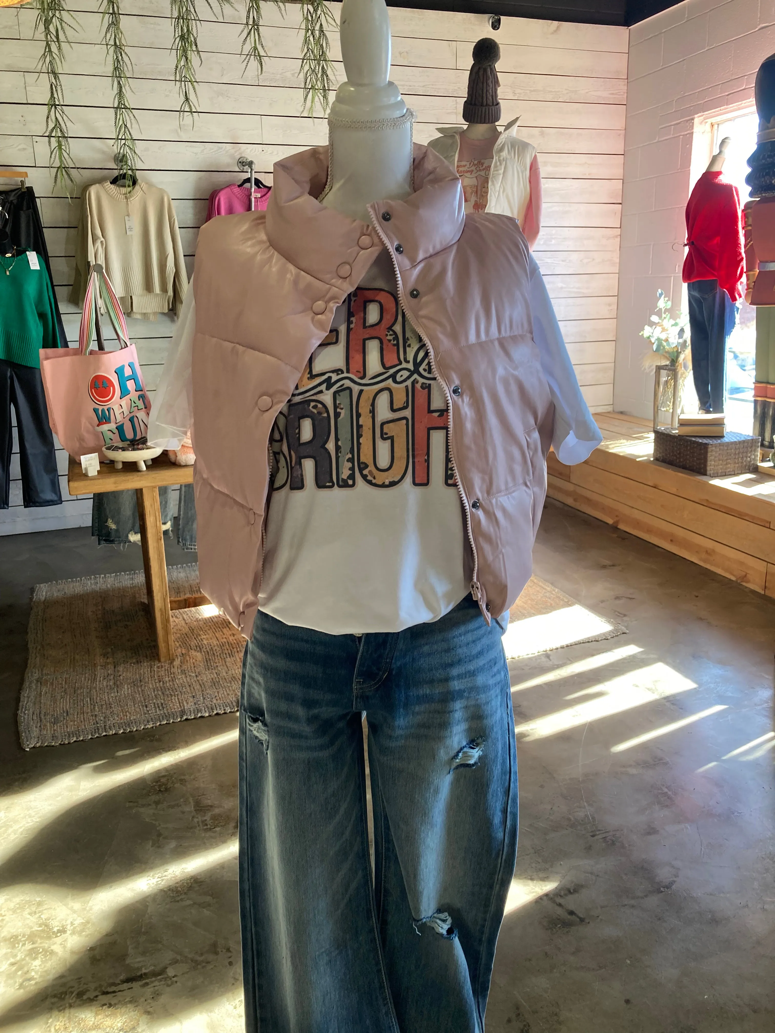 Pink drawstring vest