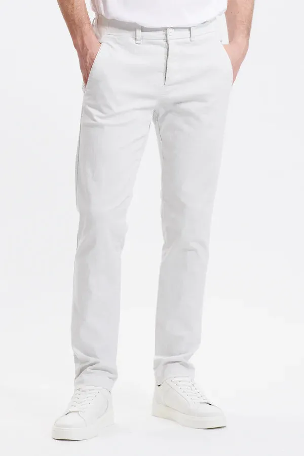 Regular-fit chino trousers in stretch cotton - Ice