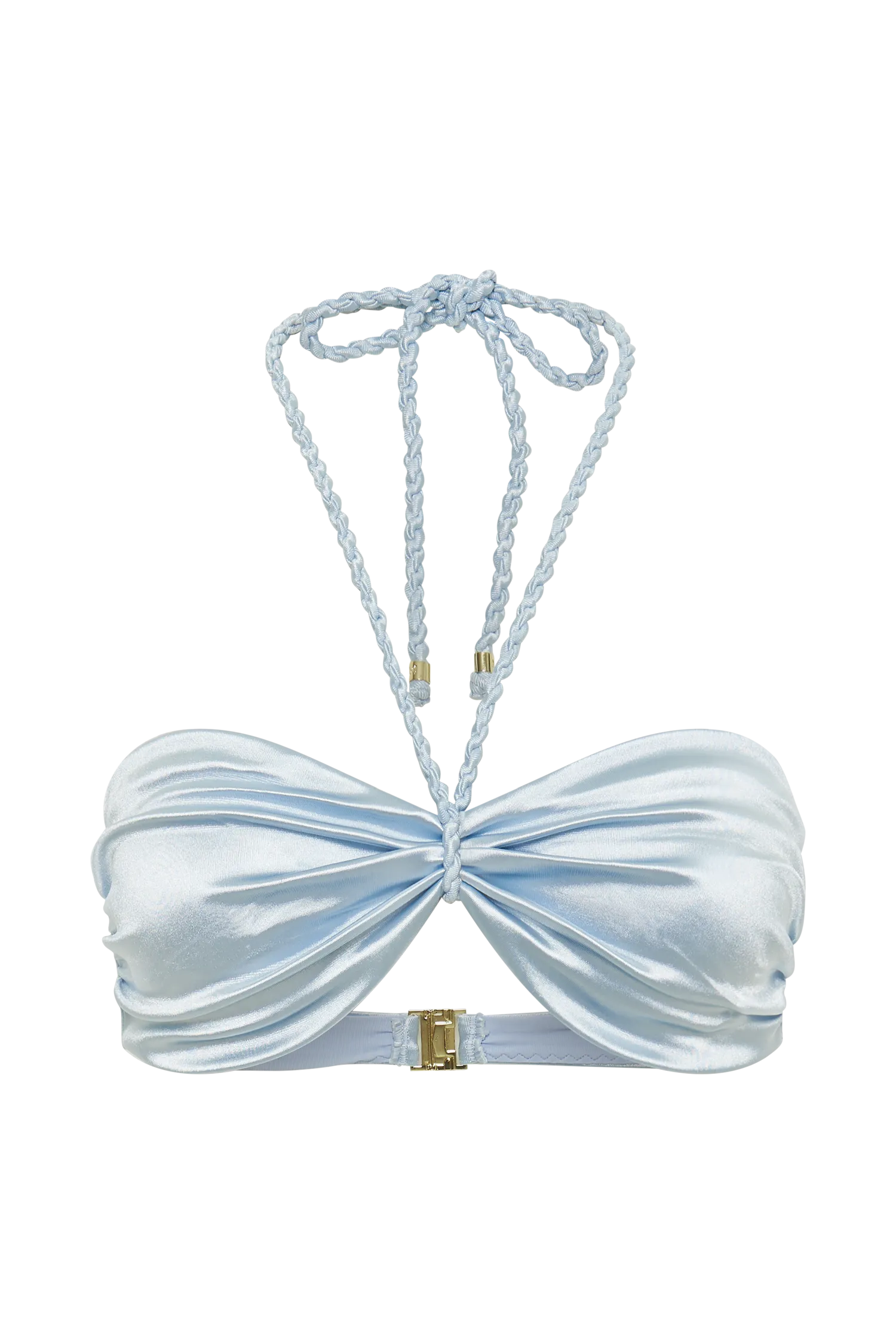 Sarika Halter Bikini Top With Braided Ties - Arctic Blue