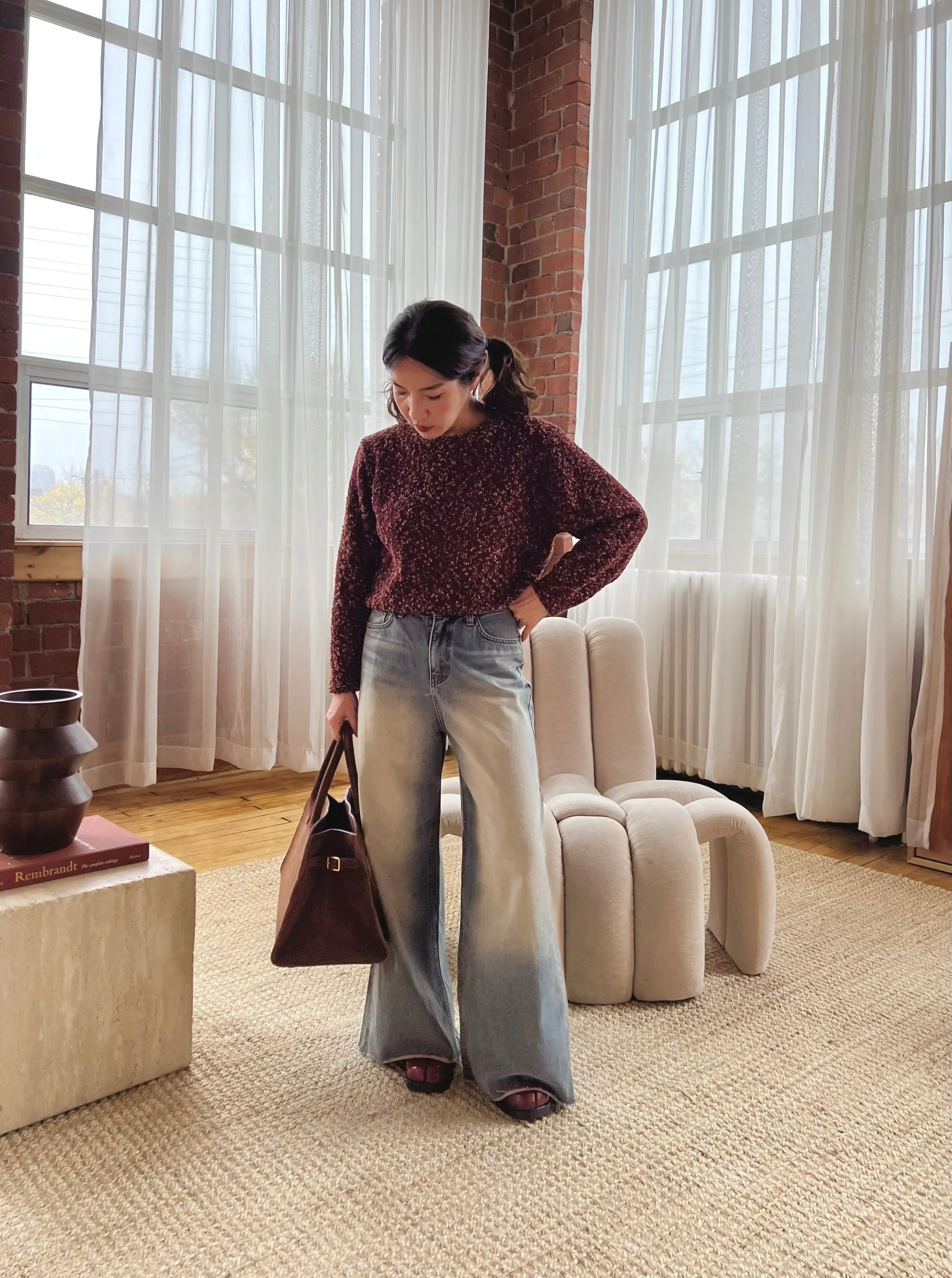 SLICK Acid washed flare jeans