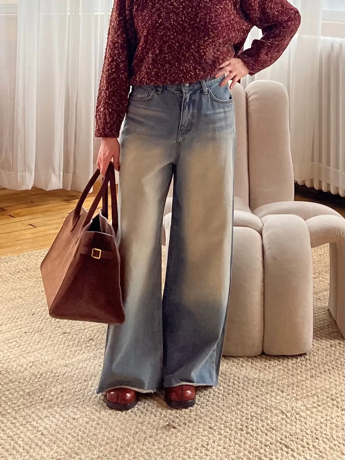 SLICK Acid washed flare jeans